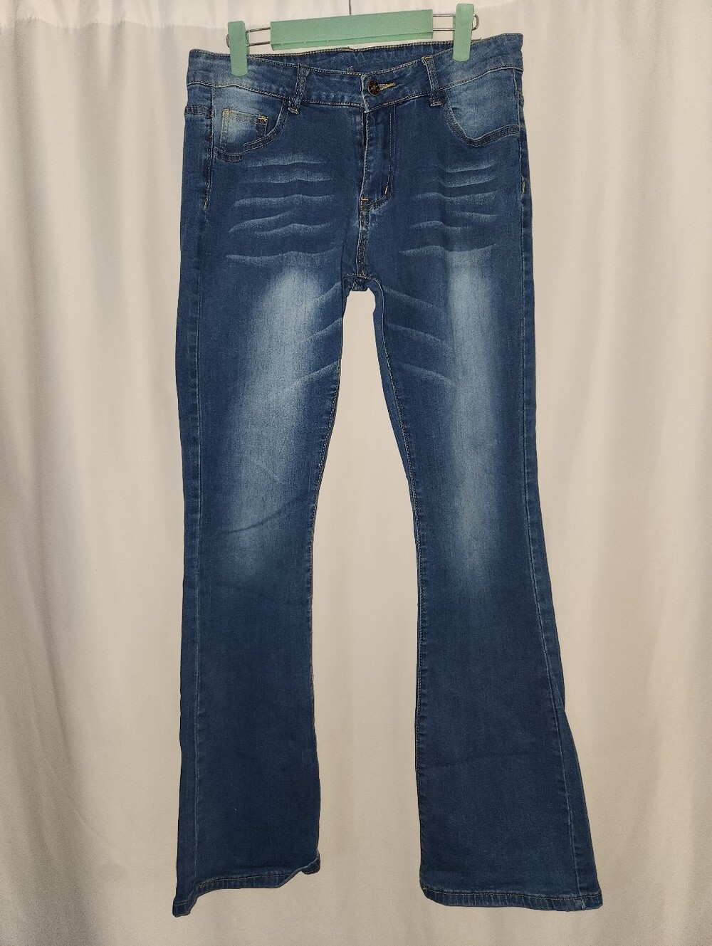 Classic Women's Blue Flare Jeans #elongating #retro #boho-chic #colorfast #flex